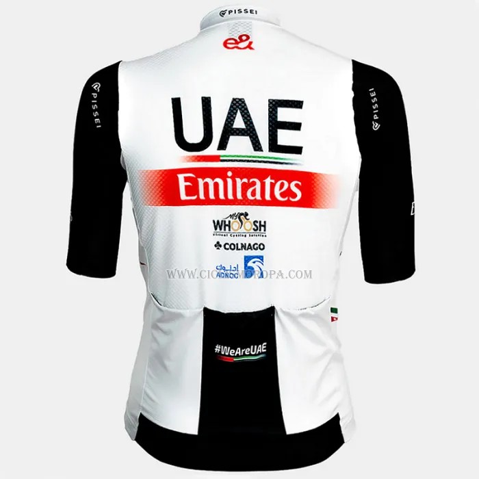 2023 Ropa Ciclismo UAE Negro Blanco Mangas Cortas y Culotte Corto
